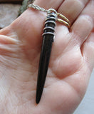Natural Black Buffalo Horn Organic Wire Wrapped Pendant Necklace