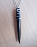 Natural Black Buffalo Horn Organic Wire Wrapped Pendant Necklace