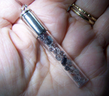 Tibetan Black Quartz Glass Capsule Bullet Pendant
