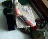 Coral Jasper Pink Lepidolite Gemstone Silver Bullet Jewelry Pendant