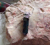 Natural Bloodstone Wire Wrapped Crystal Pendant Necklace