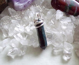 Natural Bloodstone Wire Wrapped Crystal Pendant Necklace