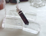 Natural Bloodstone Wire Wrapped Crystal Pendant Necklace