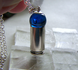 Cobalt Blue Orb Silver Bullet Jewelry Pendant
