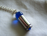 Cobalt Blue Orb Silver Bullet Jewelry Pendant