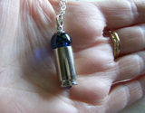 Cobalt Blue Orb Silver Bullet Jewelry Pendant