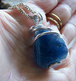 Large Natural Blue Fluorite Wire Wrapped Stone