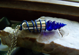 Cobalt Blue Vintage Glass Seashell Silver Bullet Jewelry Pendant