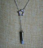 Blue Lace Agate Silver Star Bullet Jewelry Necklace