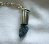 Natural Blue Quartz Silver Bullet Necklace