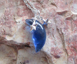 London Blue Moon Quartz Silver Stars Celestial Pendant Necklace