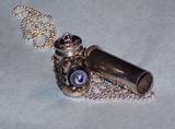 Blue Glass Filigree Keepsake Capsule Bullet Jewelry Pendant