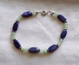 Lapis Lazuli and Prehnite Natural Gemstone Handmade Vintage Bracelet