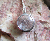 Sterling Silver Vintage Glass Bubble Locket Herkimer Diamonds Necklace
