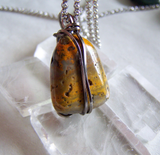 Bumblebee Jasper Wire Wrapped Natural Stone Pendant