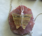 Natural Rainbow Fluorite Carved Butterfly Gemstone Wire Wrapped Pendant