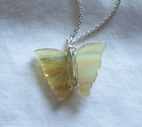 Natural Rainbow Fluorite Carved Butterfly Gemstone Wire Wrapped Pendant