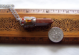 Red Jasper Butterfly Wrapped Silver Bullet Pendant