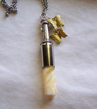 Butterscotch Agate Banded Gemstone Bullet Pendant Necklace