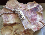 Pink Optical Calcite Crystal Silver Bullet Jewelry Pendant Necklace