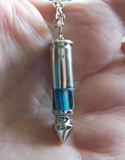 Turquoise Striped Cane Glass Bullet Spike Pendant