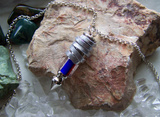 Red and Blue Cane Glass Bullet Spike Pendant Necklace