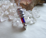 Red and Blue Cane Glass Bullet Spike Pendant Necklace