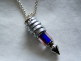 Red and Blue Cane Glass Bullet Spike Pendant Necklace