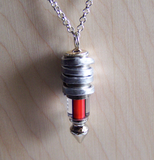 Red and Blue Cane Glass Bullet Spike Pendant Necklace