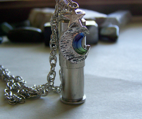 Blue Moon Keepsake Capsule Silver Bullet Jewelry Pendant