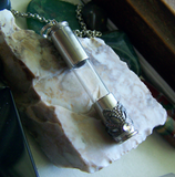 Glass Keepsake Capsule Silver Filigree Bullet Pendant