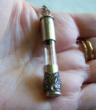 Glass Keepsake Capsule Silver Filigree Bullet Pendant