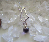 Silver Cat Purple Amethyst Crystal Ball Pendant Necklace