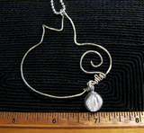 Silver Wire Abstract Cat Pendant