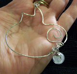 Silver Wire Abstract Cat Pendant