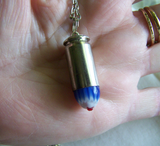 Red White and Blue Starburst Glass Bullet Jewelry Pendant