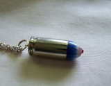 Red White and Blue Starburst Glass Bullet Jewelry Pendant