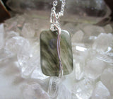 Natural Green Chlorite Quartz Polished Gemstone Pendant Necklace