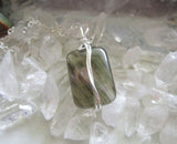 Natural Green Chlorite Quartz Polished Gemstone Pendant Necklace