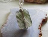 Natural Green Chlorite Quartz Polished Gemstone Pendant Necklace