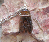 Natural Tiger Eye Cicada Gemstone Crystal Pendant Necklace