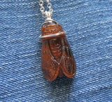 Natural Tiger Eye Cicada Gemstone Crystal Pendant Necklace