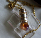Citrine Gemstone Gold Wire Wrapped Bullet Pendant