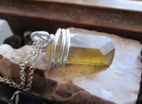 Natural Smoky Citrine Wire Wrapped Crystal Pendant Necklace