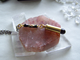 Black Obsidian Gold Cloisonne Bullet Jewelry Pendant
