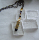 Black Obsidian Gold Cloisonne Bullet Jewelry Pendant