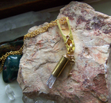 Quartz Crystal Gold Key Bullet Jewelry Necklace