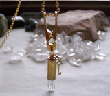 Quartz Crystal Gold Key Bullet Jewelry Necklace