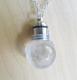Quartz LED Color Change Natural Crystal Ball Pendant Necklace