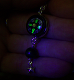 Steampunk Compass Malachite Bead Silver Star Pendant